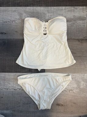 Michael Kors White Strapless Tankini Bikini Set